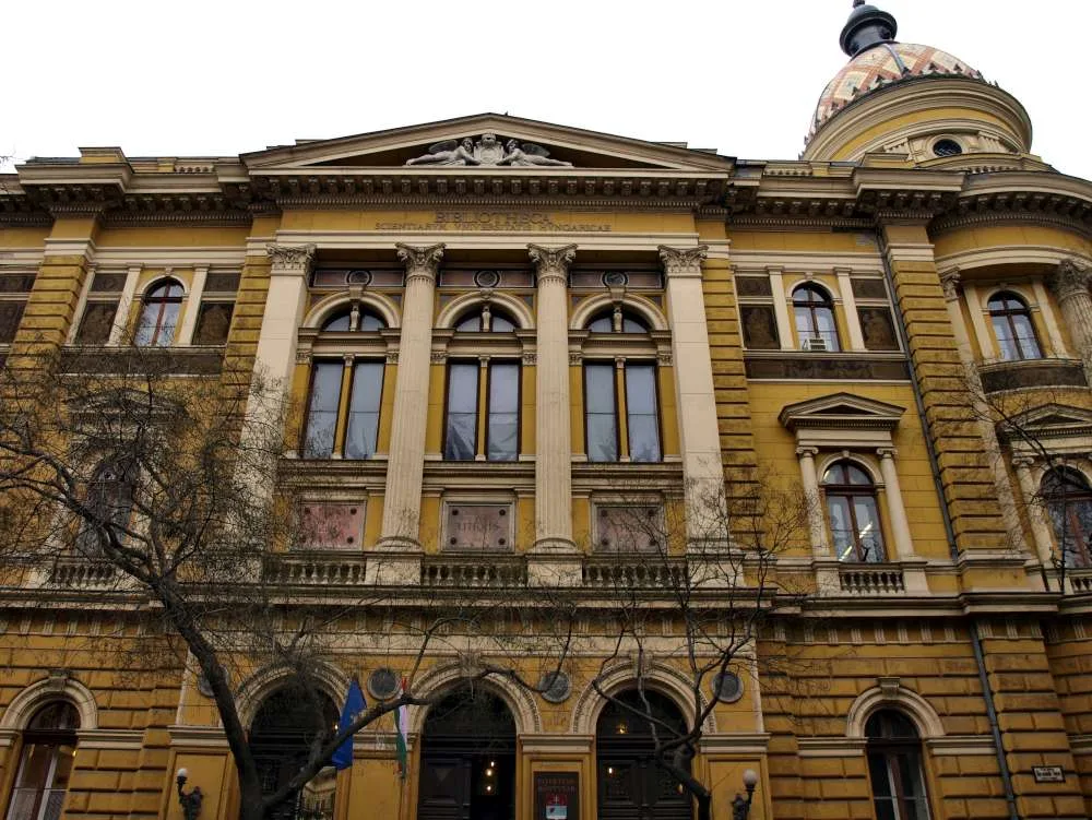 University Library facade in Budapest